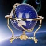 globe terrestre vintage sphere bleu saphir or pour decoration 777 1