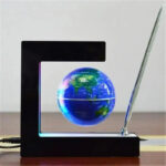 Lévitantoglobe terrestre avec support géométrique et sphère bleue - simple