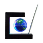 Lévitantoglobe terrestre avec support géométrique et sphère bleue - simple