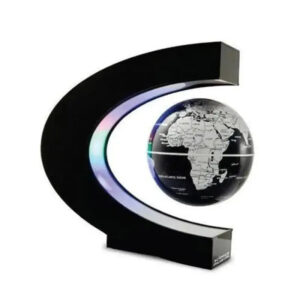 Glob terrestre en lévitation avec support en C et sphère noire - simple