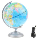 Luminaire Globe Terrestre Support Argent Élégant et Educatif - simple