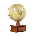 Globus terrestre antique avec boîte en bois unique et élégant - simple