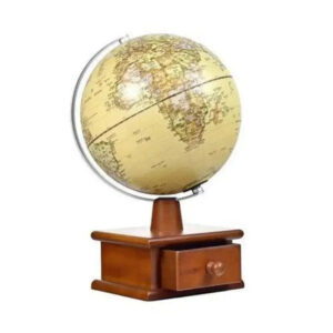 Globus terrestre antique avec boîte en bois unique et élégant - simple