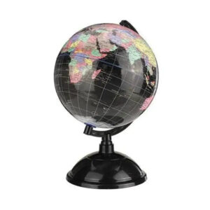 Globus Terrestre Noir Lumineux avec Support en Métal Argenté - simple