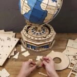 metaliczny 3d puzzle globu ziemskiego w niebieskim kolorze simple 901 1