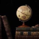 stary globus dekoracja edukacyjna i hold dla historii mapowania 857 1