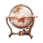 Vintage Globe Terrestre na Białej Sferze z Miedzianym Stojakiem - simple